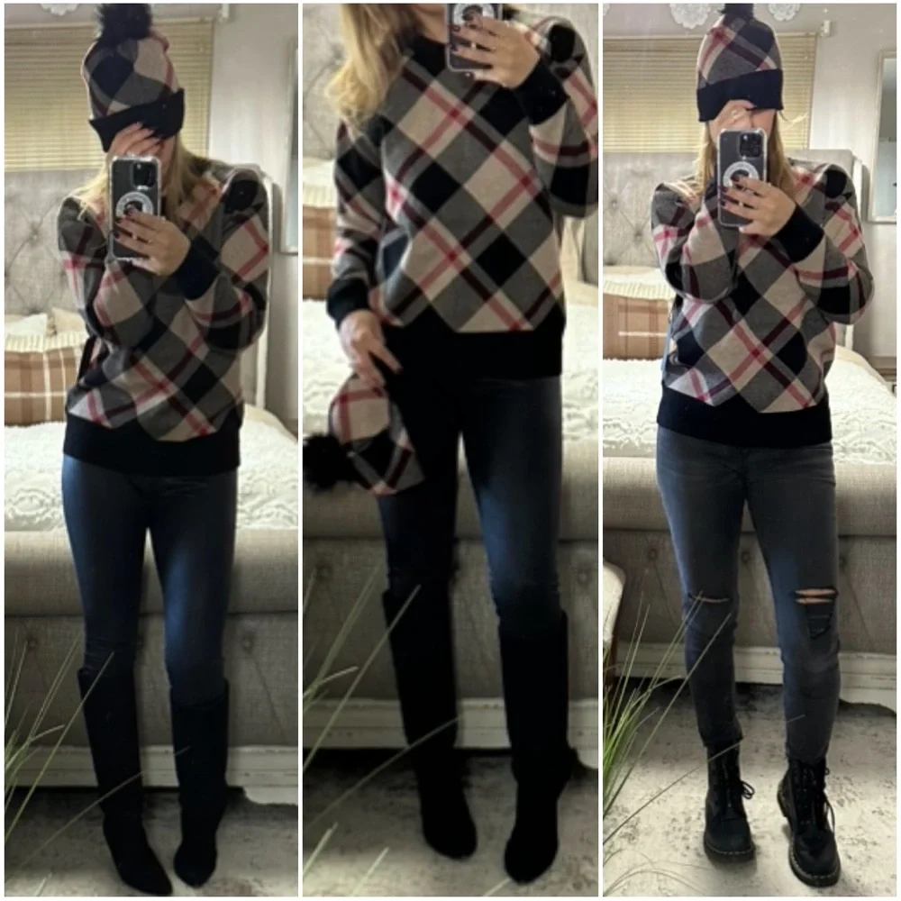 New๐Gorgeous Burberry inspired sweater & hat - Picture 1 of 7